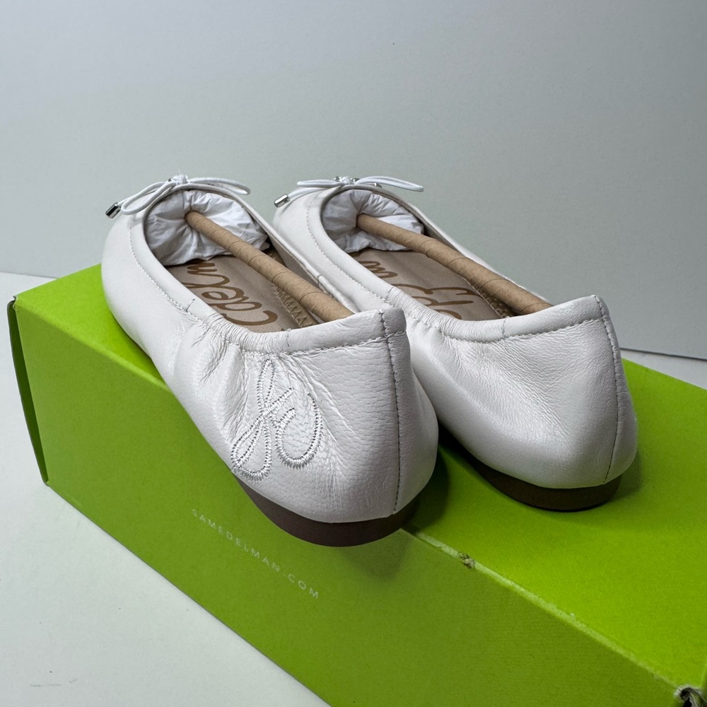 Sam Edelman Little Girls' Felicia Mini Flat Flats in White Leather Size 1 - Picture 3 of 7